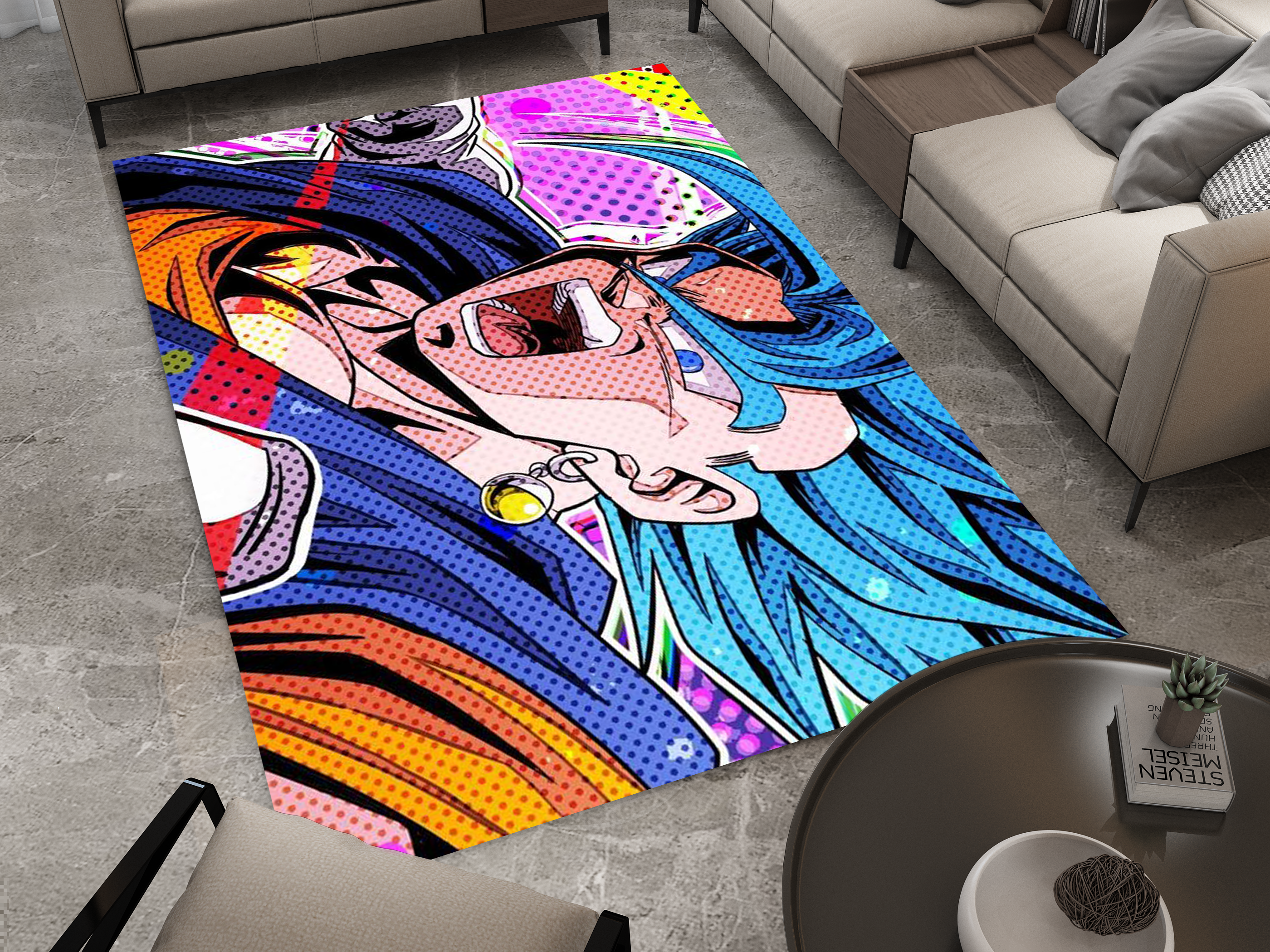 Super Saiyan Blue Goku Rug, Dragon Ball Z Rug, Anime Pop Art Carpet
