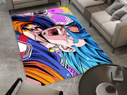 Super Saiyan Blue Goku Rug, Dragon Ball Z Rug, Anime Pop Art Carpet