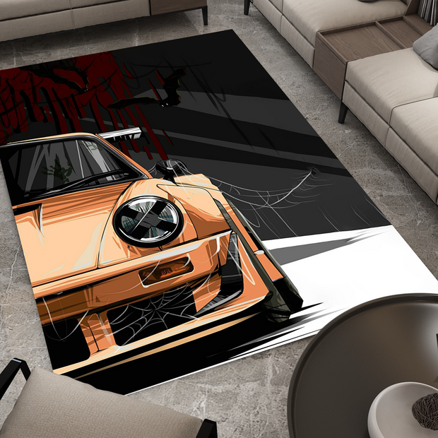 Porsche 911 Car Rug, Porsche Spider Racing Inspired Carpet, Garage Rug, 911 Car Decoration