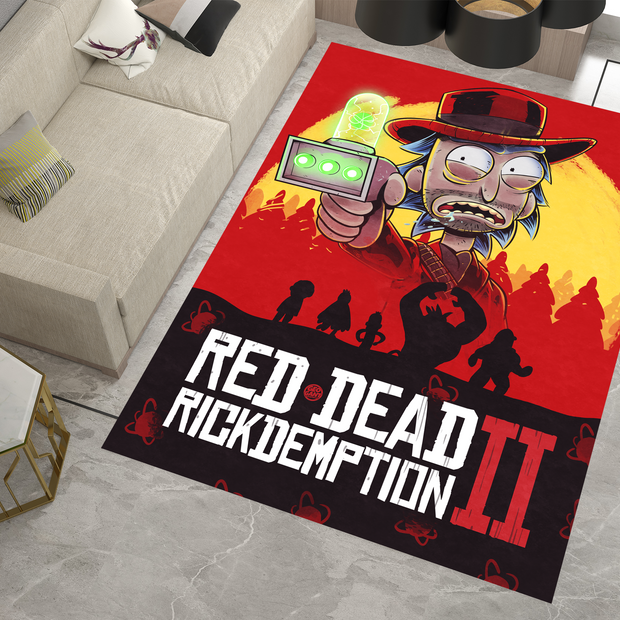 Rick and Morty  Red Dead Rug, Cartoon-Inspired Carpet, Portal Rick Rug, Geek Gift, RDR 2 Gamer Rug