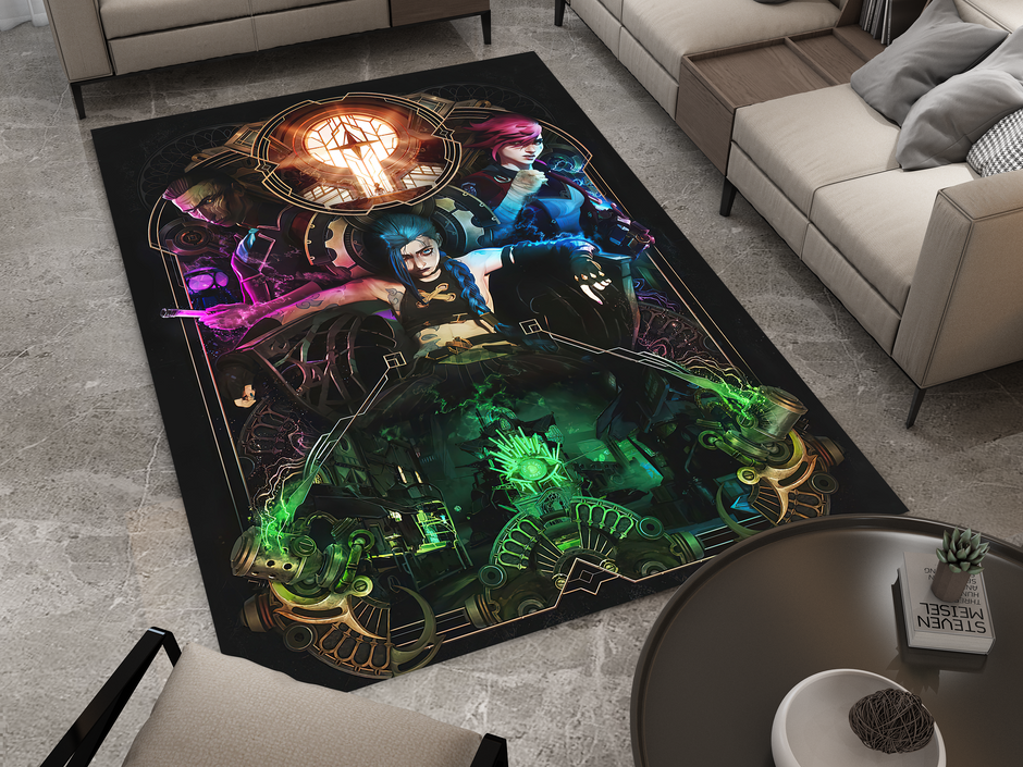 Arcane Jinx Vi Rug, League of Legends Carpet, Gamer Rug Decoration