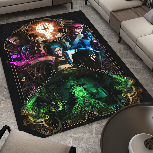 Arcane Jinx Vi Rug, League of Legends Carpet, Gamer Rug Decoration