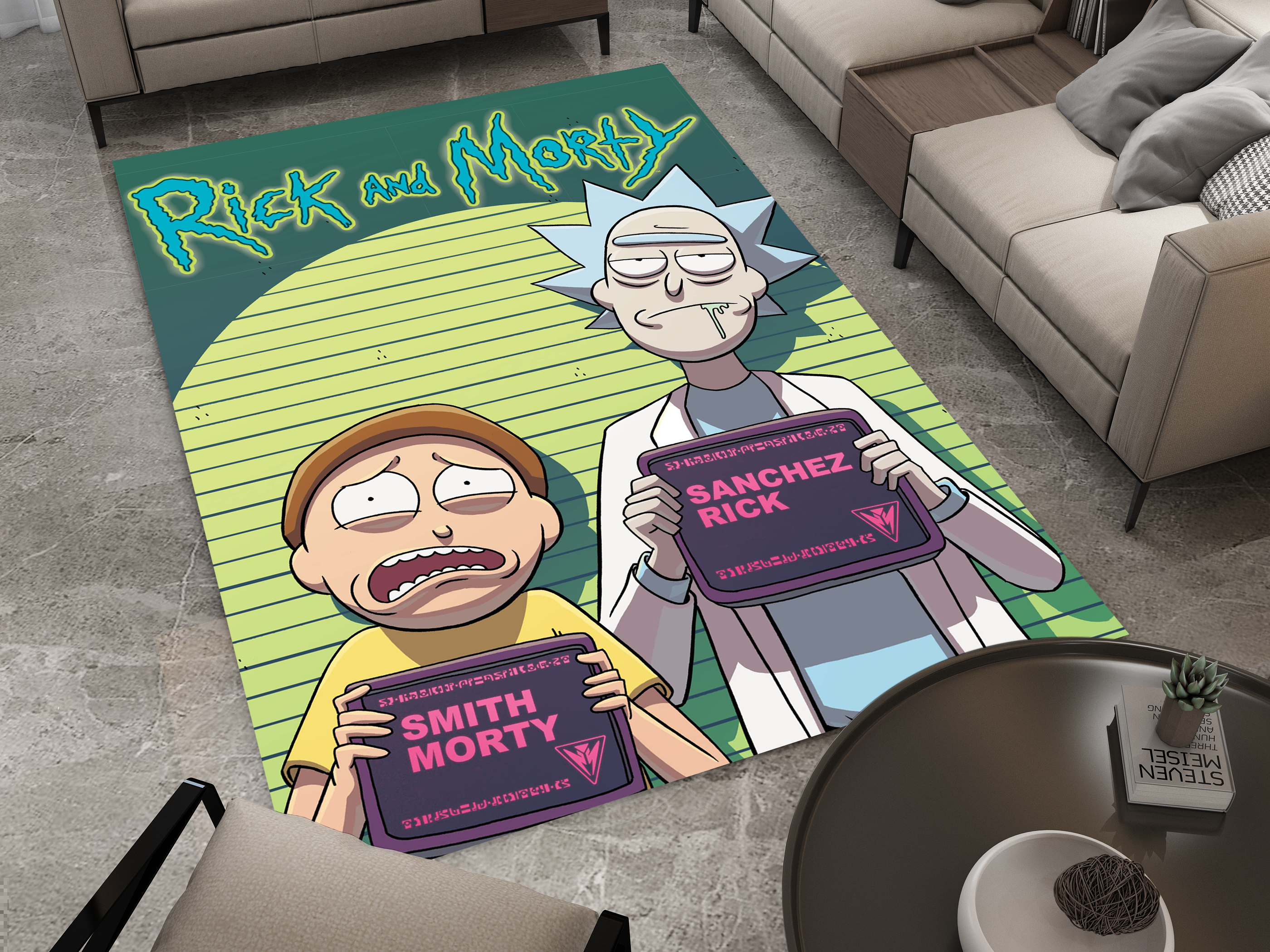 Rick and Morty Rug, Cartoon-Inspired Carpet, Portal Rick Rug, Geek Gift