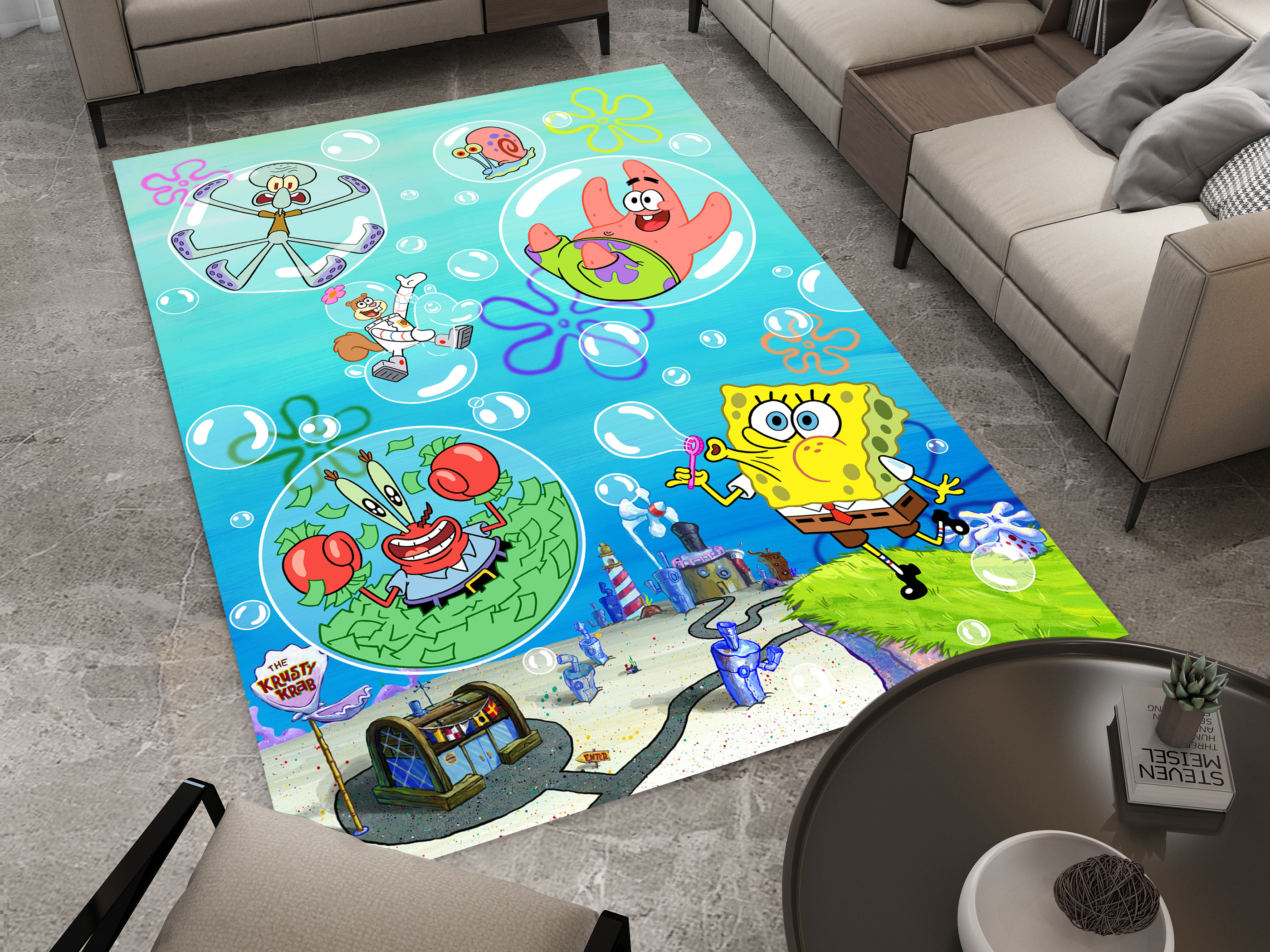 SpongeBob Rug, Cartoon-Inspired Carpet, Kids' Room Rug