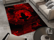 Naruto Akatsuki Moon Rug, Naruto Inspired Ninja Carpet, Red Moon Decor