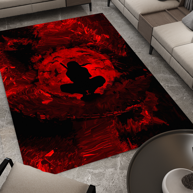 Naruto Akatsuki Moon Rug, Naruto Inspired Ninja Carpet, Red Moon Decor