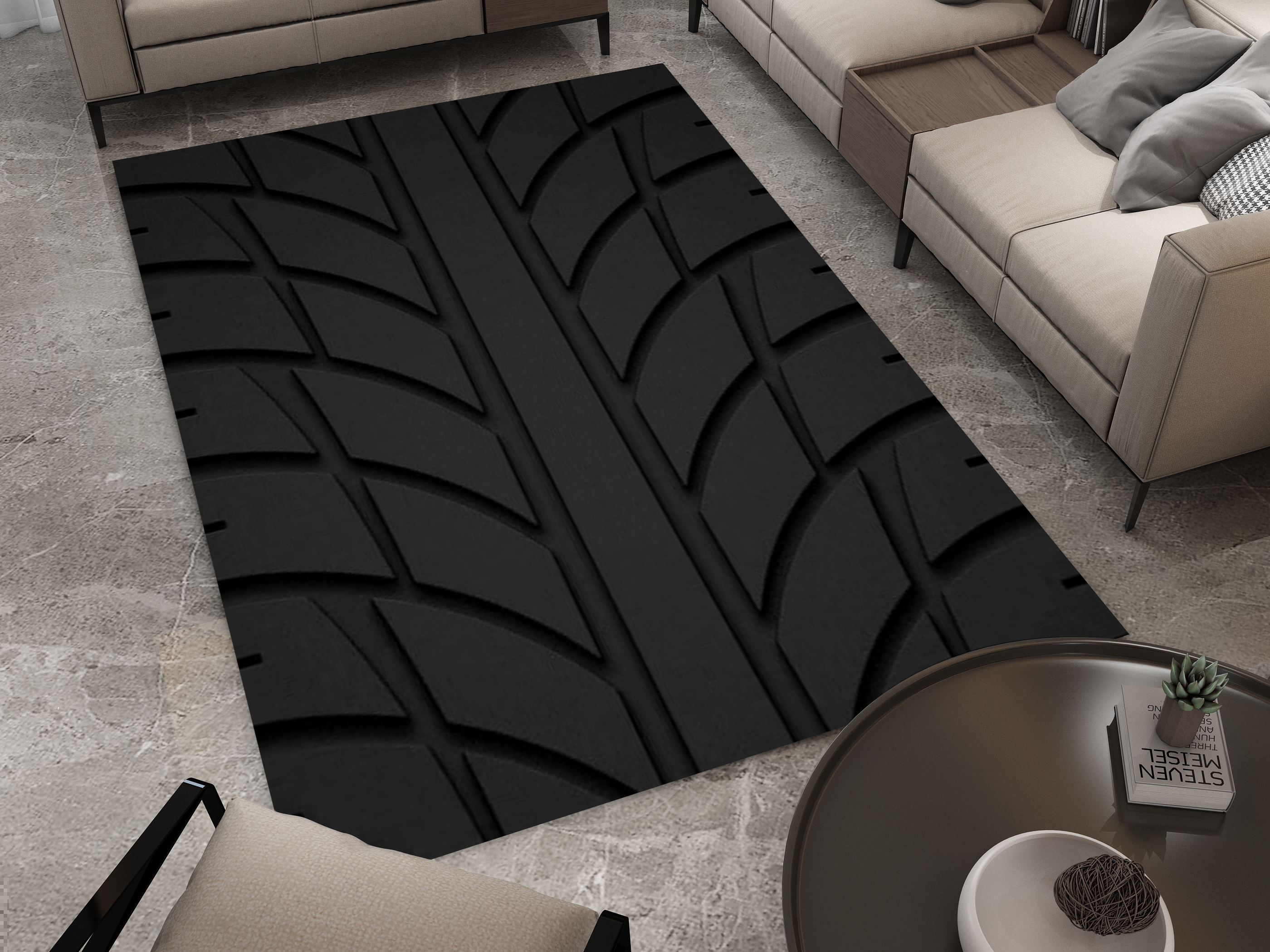 Wheel Car Rug, Racing Inspired Carpet, Garage Rug