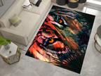 Eye of the Tiger Rug, Vivid Tiger Eyes Carpet, Wild Animal Art, Survivor Jungle-Inspired Carpet