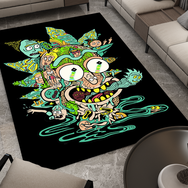 Rick and Morty Rug, Cartoon-Inspired Carpet, Portal Rick Rug, Geek Gift