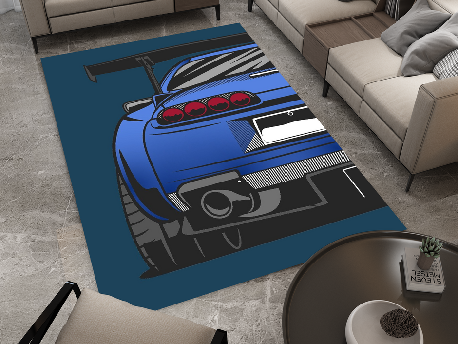 Supra Car Rug, Racing Inspired Carpet, Garage Rug, Toyota Supra Decoration
