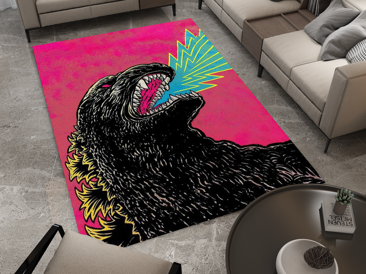 Godzilla Neon Monster Rug - Bold and Retro Godzilla-Inspired Design Carpet