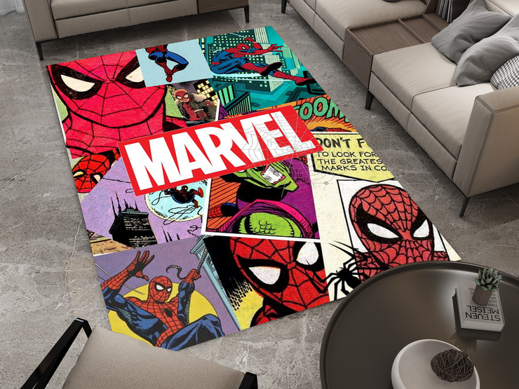 Spiderman Spidey Face Rug, Cartoon-Inspired Carpet, Marvel Spiderman Rug, Geek Gift