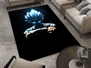 Super Saiyan Blue Goku Silhouette Rug, Dragon Ball Z Rug, Anime Glow-Inspired Carpet