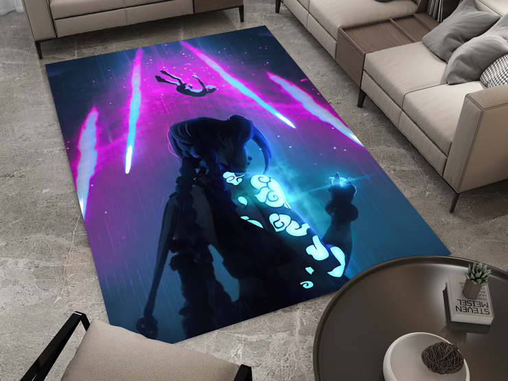 Arcane Jinx Rug, League of Legends Carpet, Gamer Rug Decoration