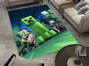 Minecraft Mob Mayhem Custom Rug – Perfect for Gamers and Fans, Gamer Carpet