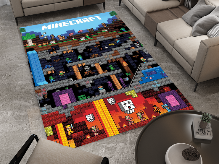 Minecraft Underground Adventure Custom Rug – Perfect for Gamers and Fans