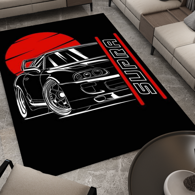 Supra Car Rug, Racing Inspired Carpet, Garage Rug, Toyota Supra Decoration