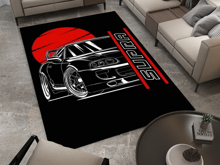 Supra Car Rug, Racing Inspired Carpet, Garage Rug, Toyota Supra Decoration