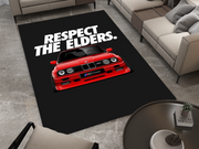 BMW E30 Car Rug, Racing Inspired Red Carpet, Garage Rug
