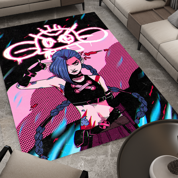 Arcane Jinx Rug, League of Legends Carpet, Gamer Rug Decoration