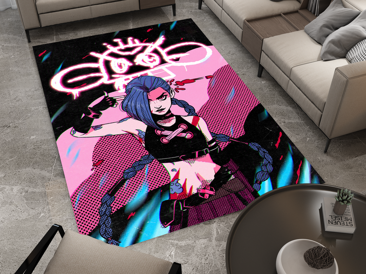 Arcane Jinx Rug, League of Legends Carpet, Gamer Rug Decoration
