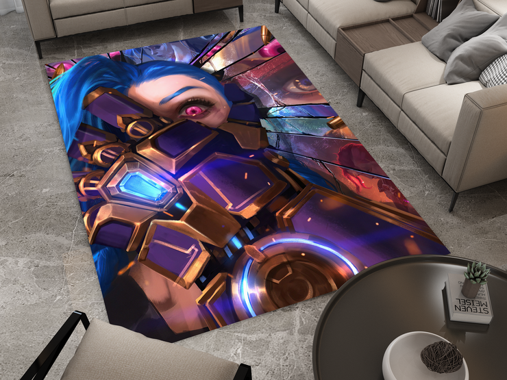 Arcane Jinx Rug, League of Legends Carpet, Gamer Rug Decoration
