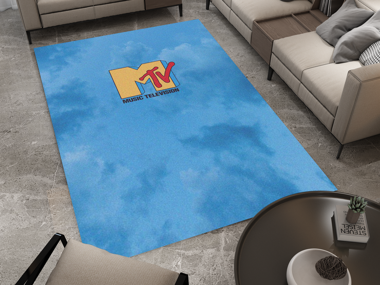 MTV Music Rug - Retro Music Television-Inspired Design Carpet, Studio Rug