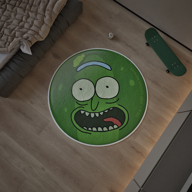 Pickle Rick and Morty Round Rug, Cartoon-Inspired Carpet, Portal Rick Rug, Geek Gift