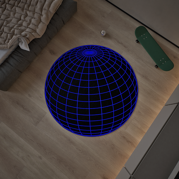 Global Hologram Round Rug, Streetstyle Decoration, Cozy Carpet