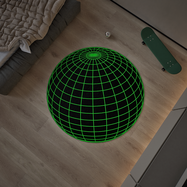 Global Hologram Round Rug, Streetstyle Decoration, Cozy Carpet