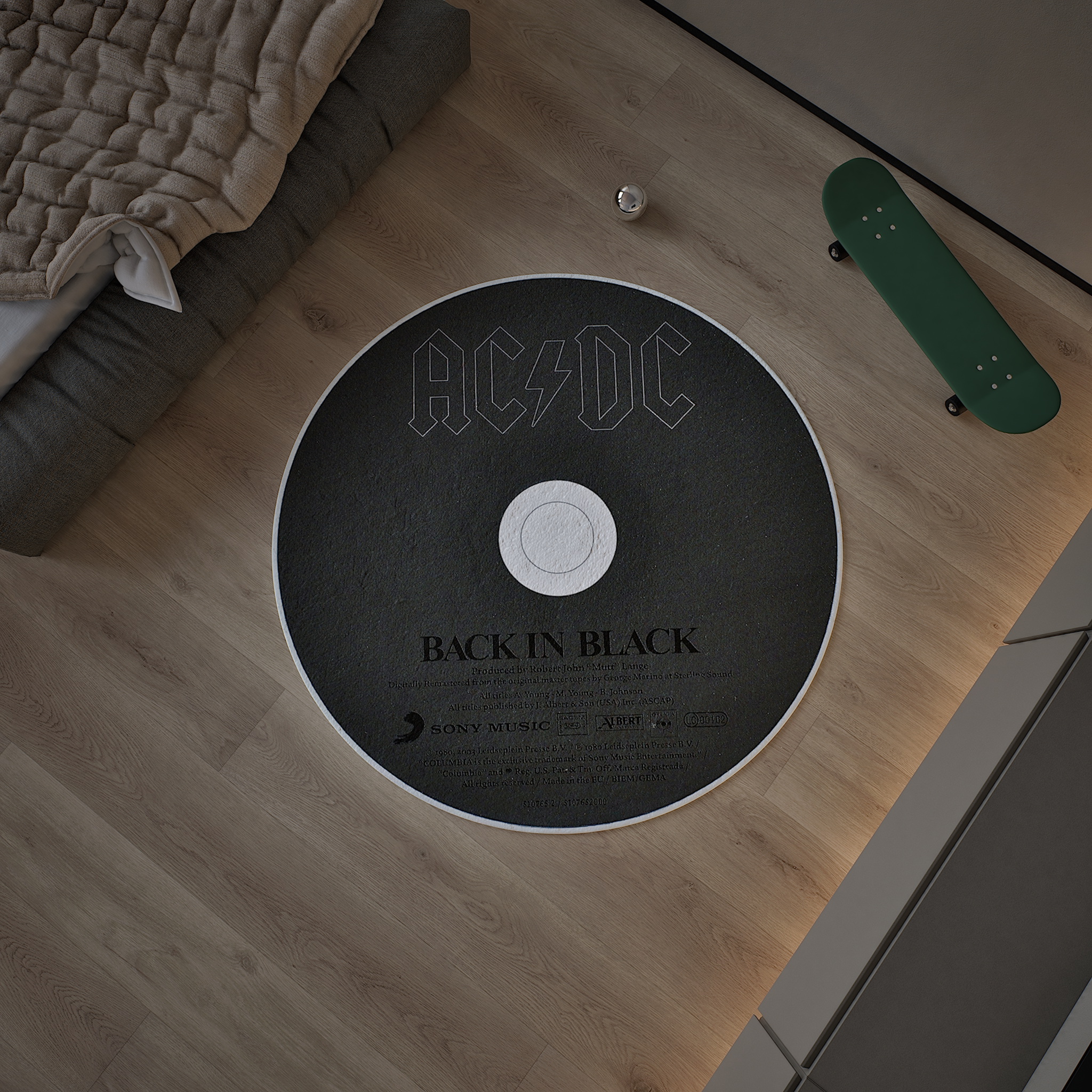 AC/DC CD Rug, Rock Album Cover Rug, Music Decoration Carpet