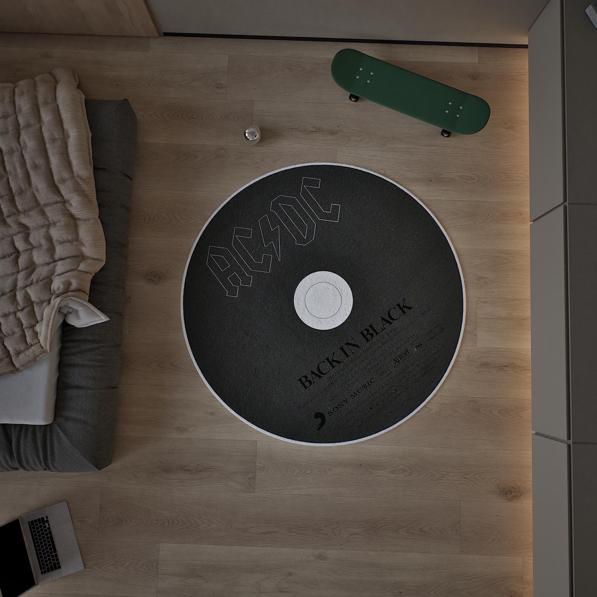 AC/DC CD Rug, Rock Album Cover Rug, Music Decoration Carpet