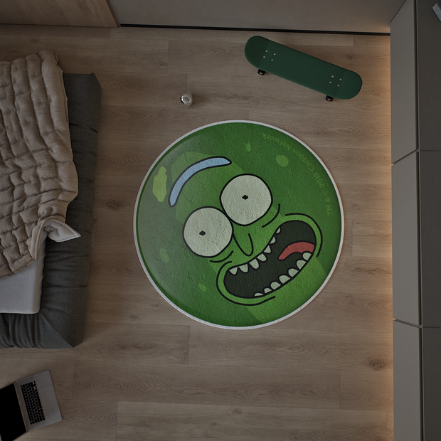 Pickle Rick and Morty Round Rug, Cartoon-Inspired Carpet, Portal Rick Rug, Geek Gift