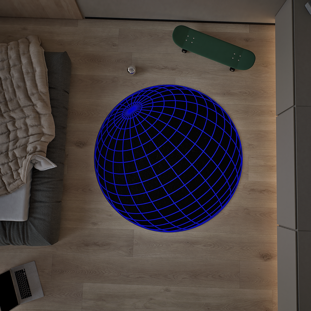 Global Hologram Round Rug, Streetstyle Decoration, Cozy Carpet