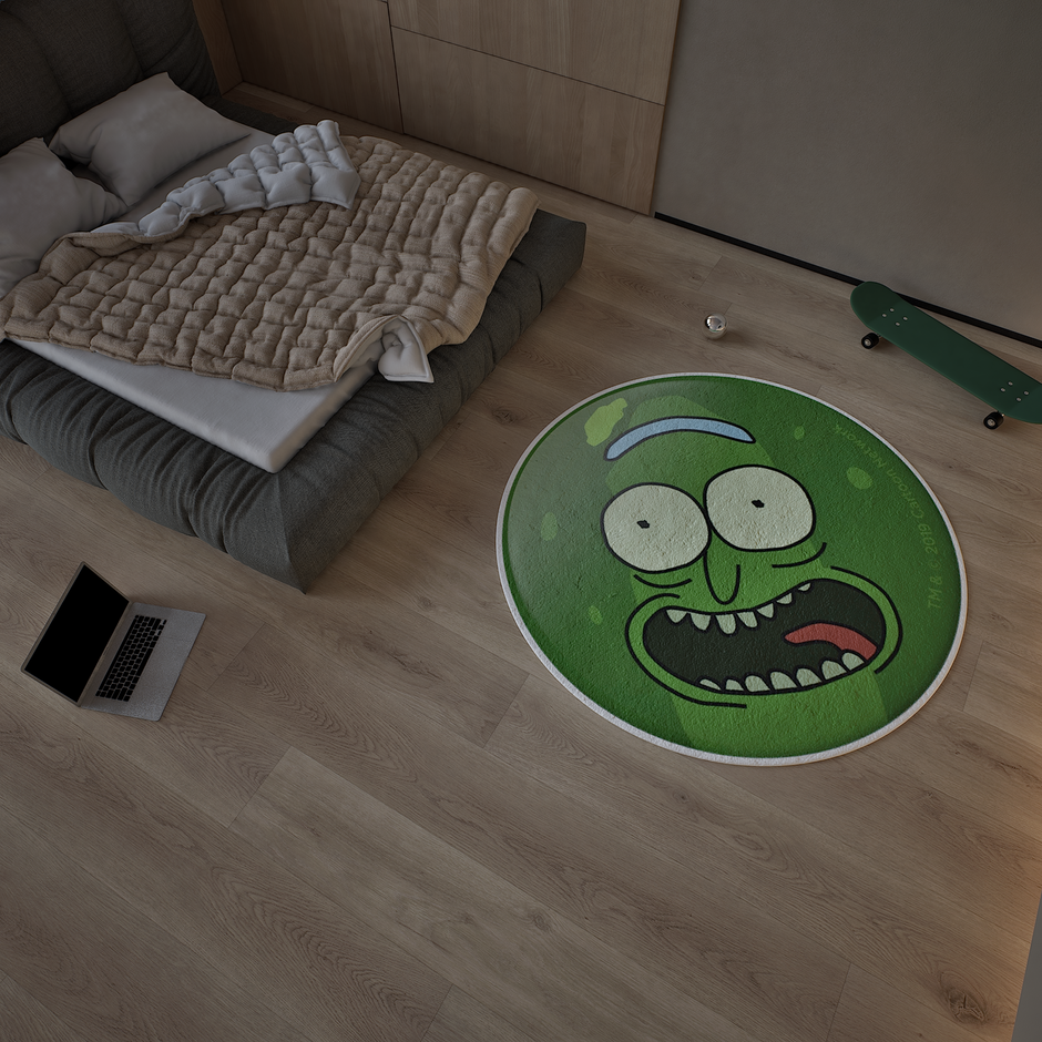 Pickle Rick and Morty Round Rug, Cartoon-Inspired Carpet, Portal Rick Rug, Geek Gift