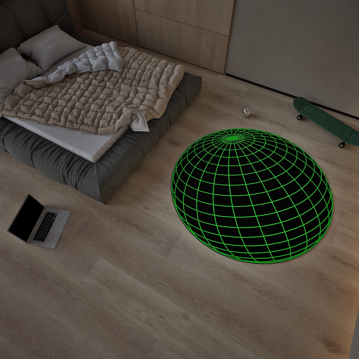 Global Hologram Round Rug, Streetstyle Decoration, Cozy Carpet
