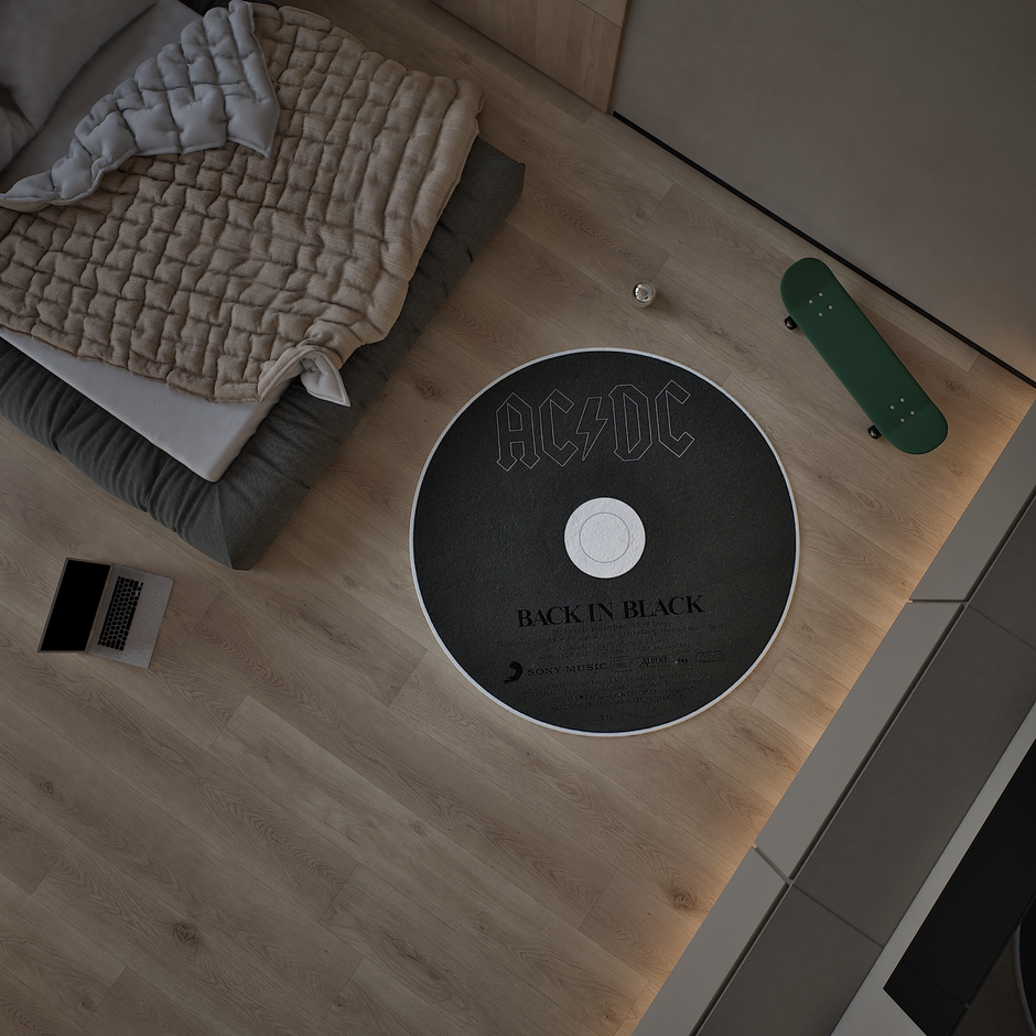 AC/DC CD Rug, Rock Album Cover Rug, Music Decoration Carpet