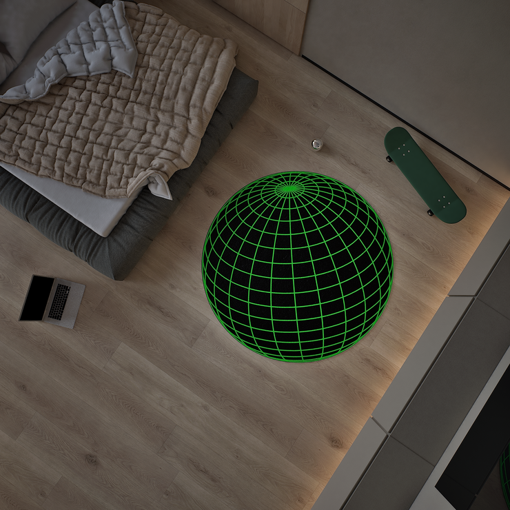 Global Hologram Round Rug, Streetstyle Decoration, Cozy Carpet