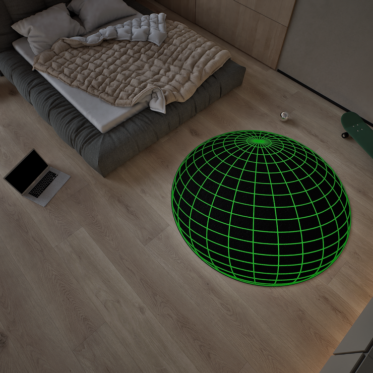 Global Hologram Round Rug, Streetstyle Decoration, Cozy Carpet
