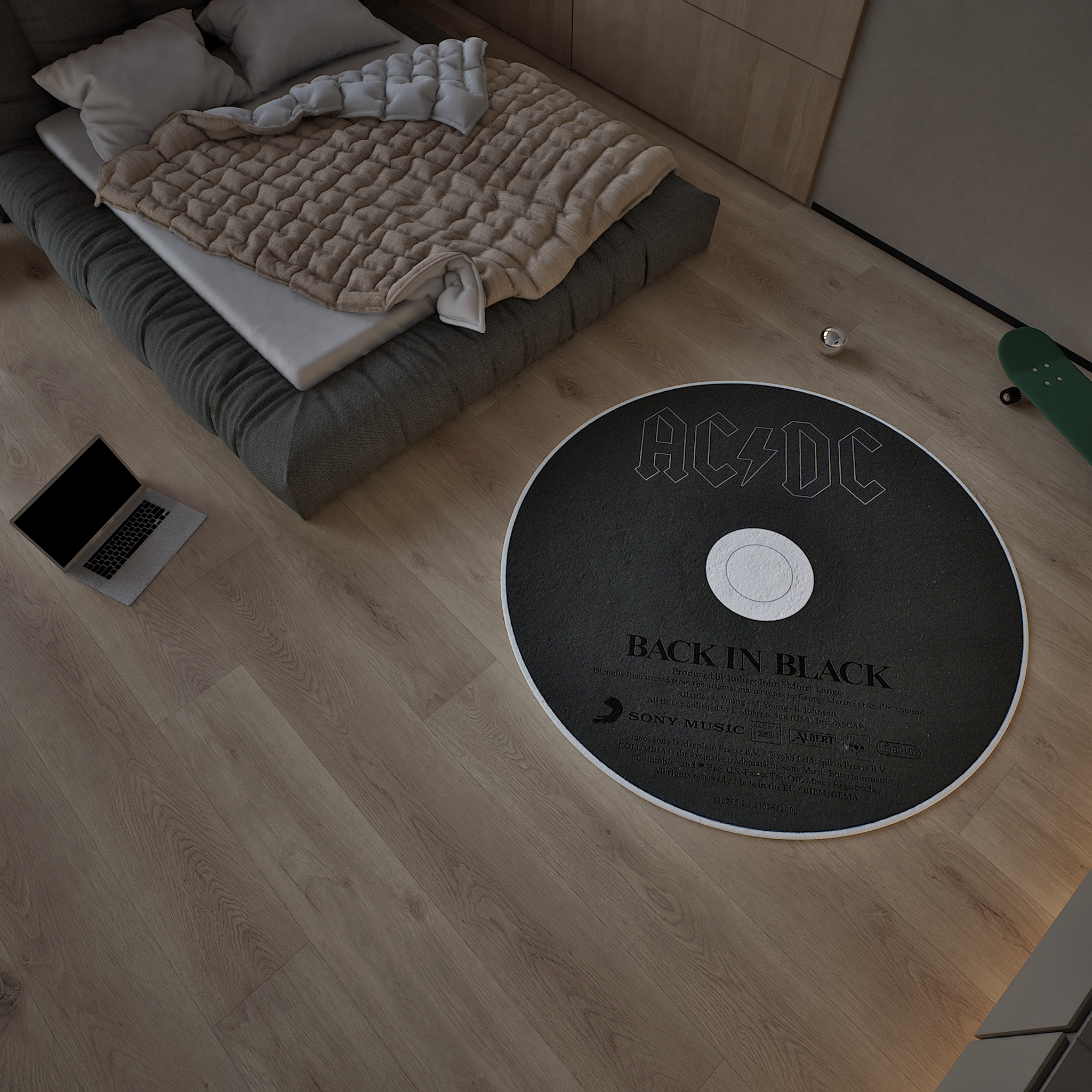 AC/DC CD Rug, Rock Album Cover Rug, Music Decoration Carpet