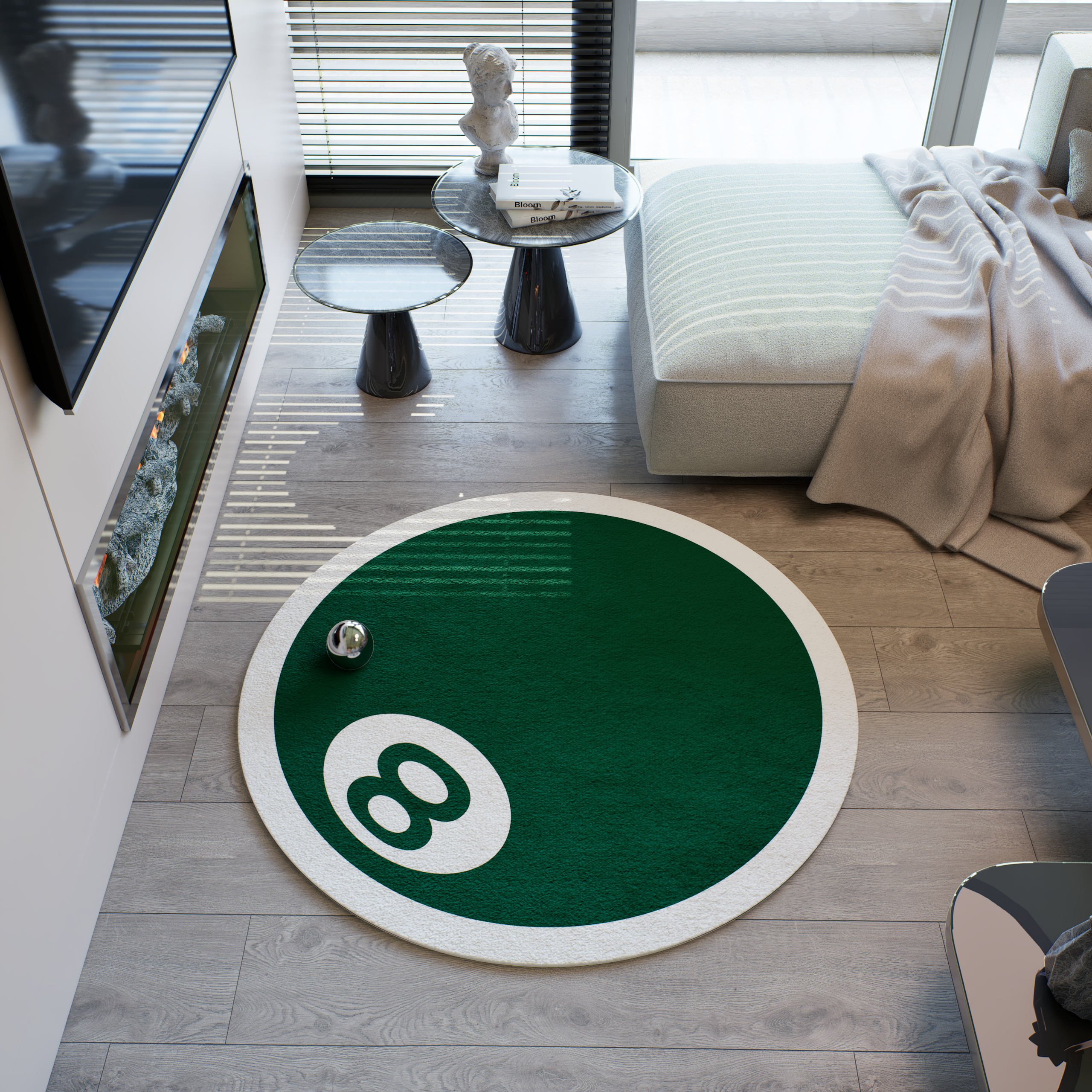 Green 8-Ball Rug, Streetstyle Decoration, Cozy Carpet