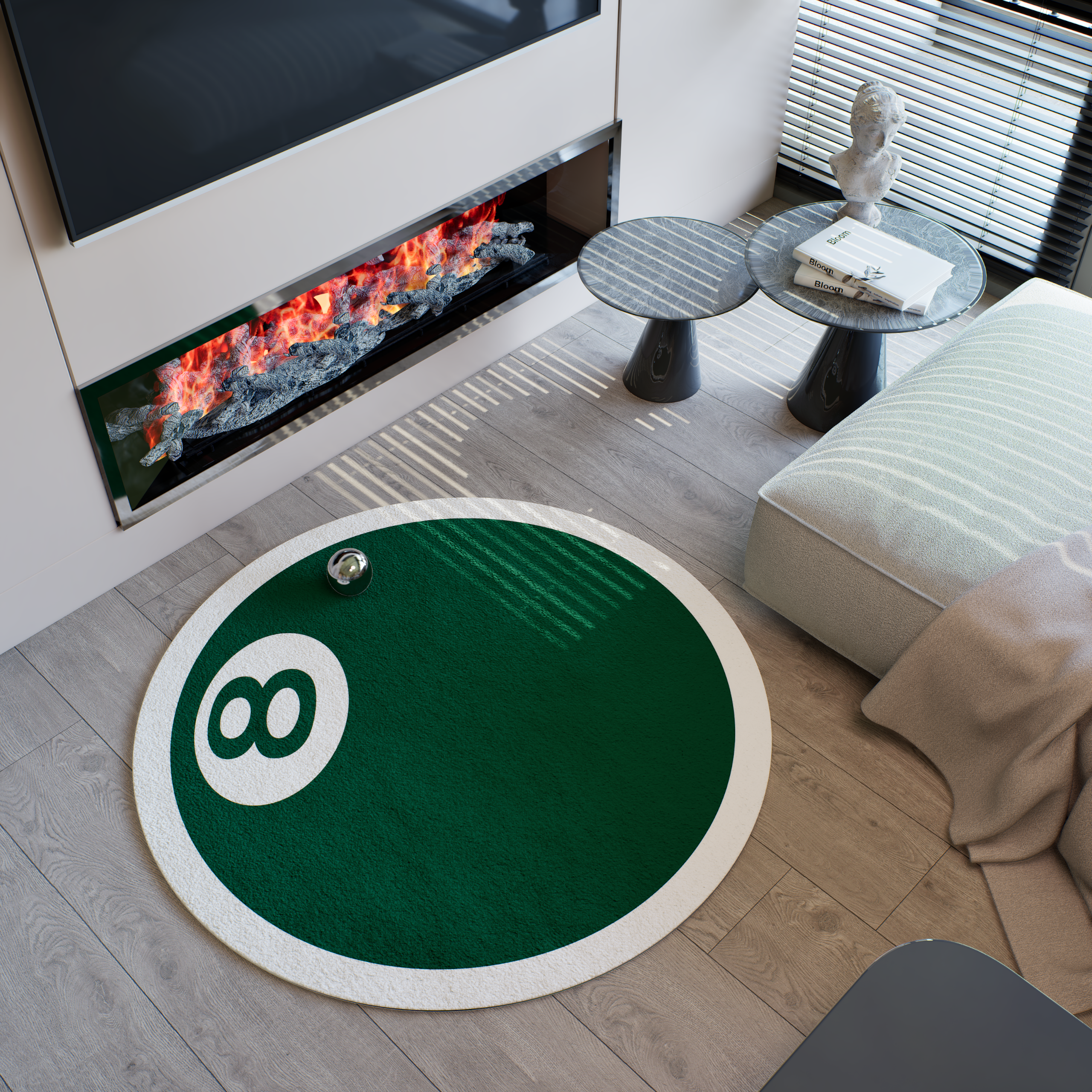 Green 8-Ball Rug, Streetstyle Decoration, Cozy Carpet
