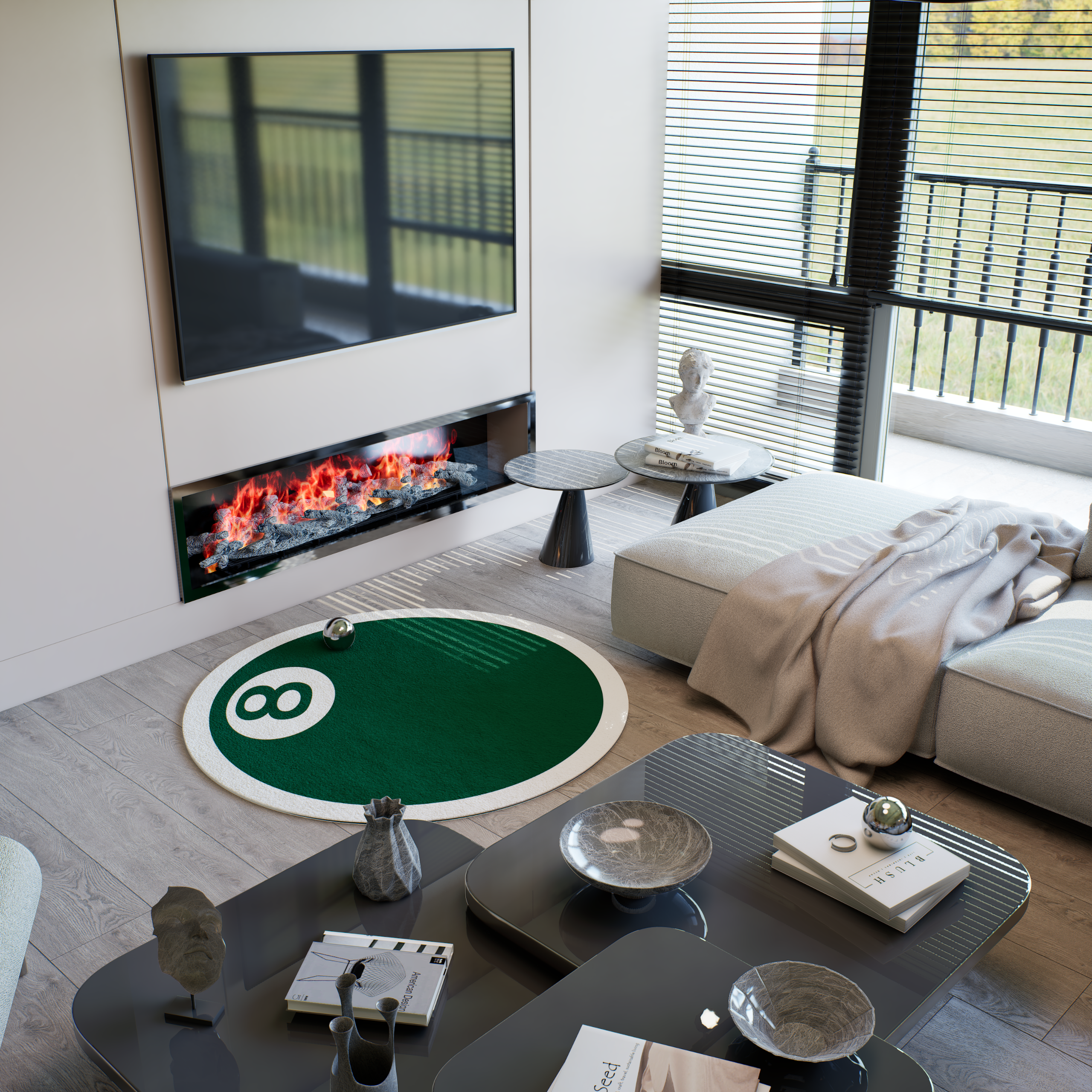 Green 8-Ball Rug, Streetstyle Decoration, Cozy Carpet