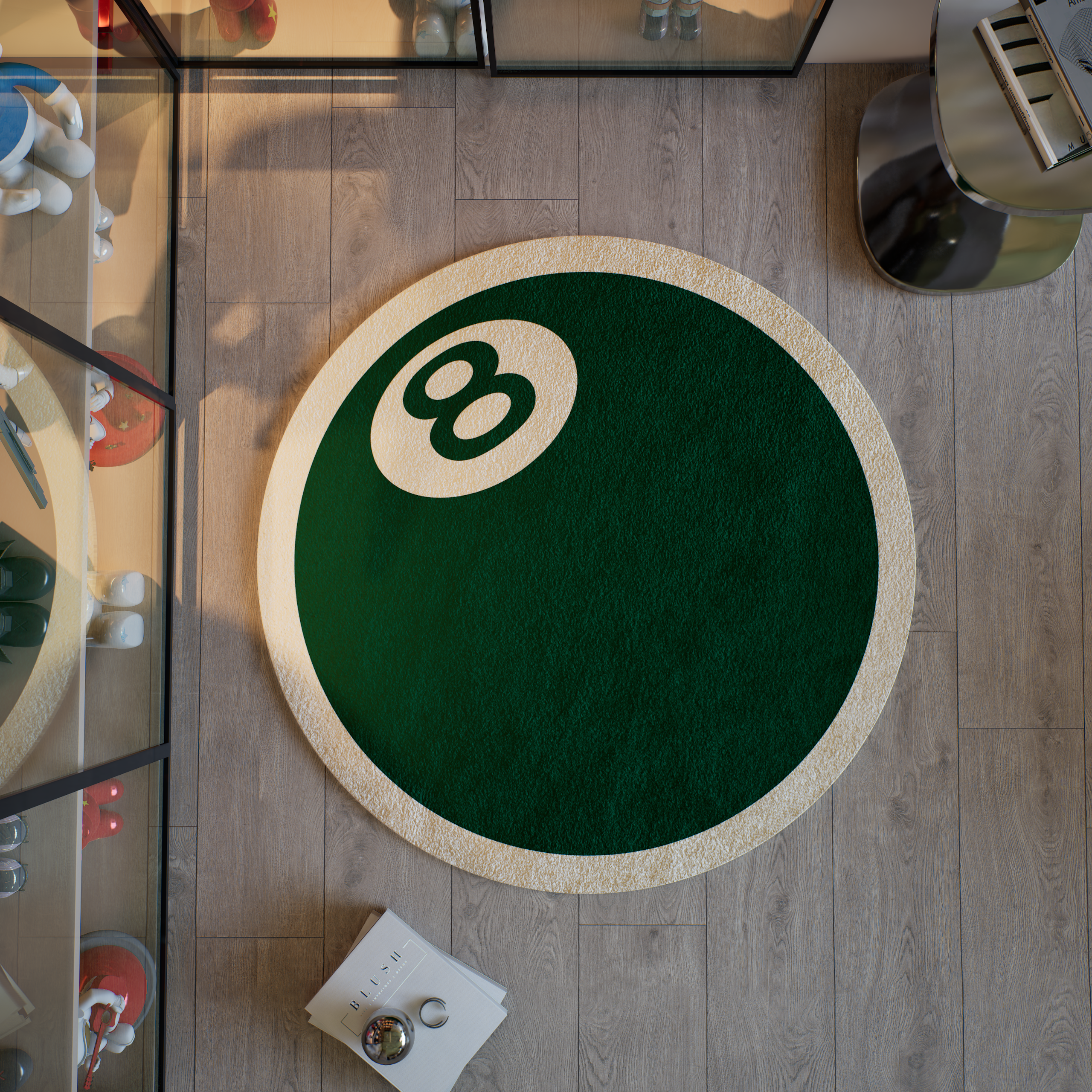 Green 8-Ball Rug, Streetstyle Decoration, Cozy Carpet