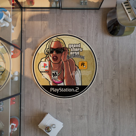 GTA CD Rug, GTA San Andreas Playstation 2 Carpet, Gamer Decoration Rug