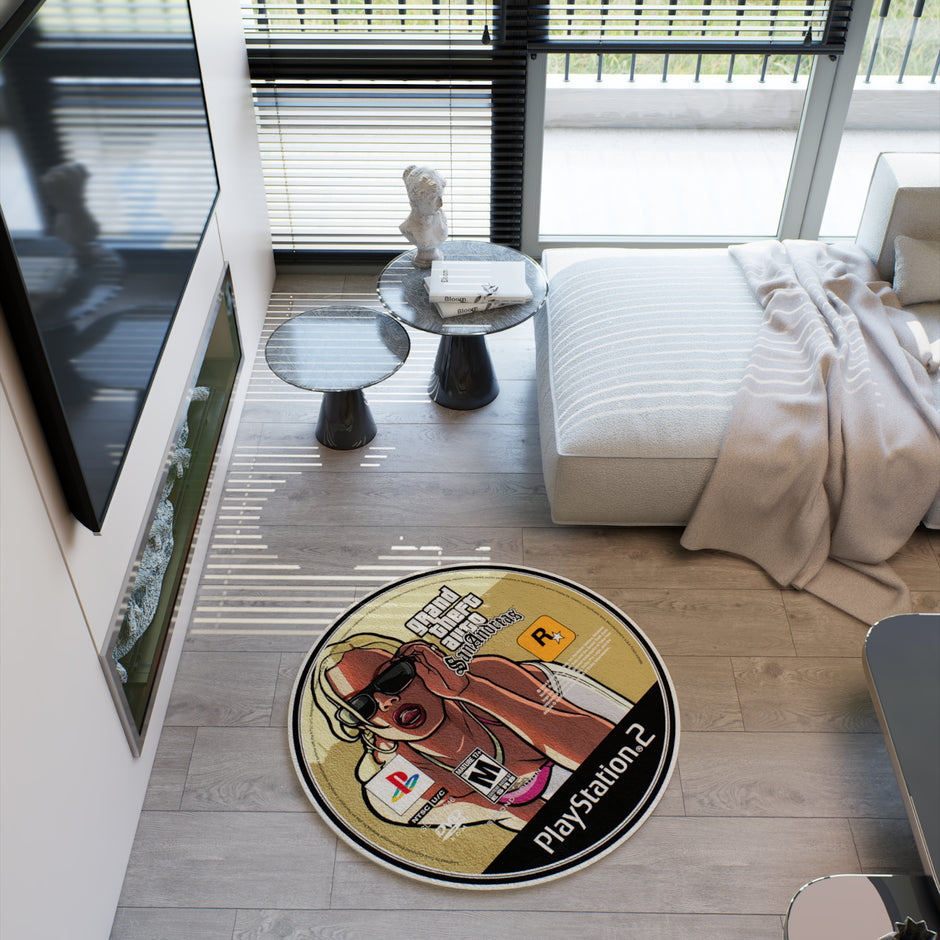 GTA CD Rug, GTA San Andreas Playstation 2 Carpet, Gamer Decoration Rug